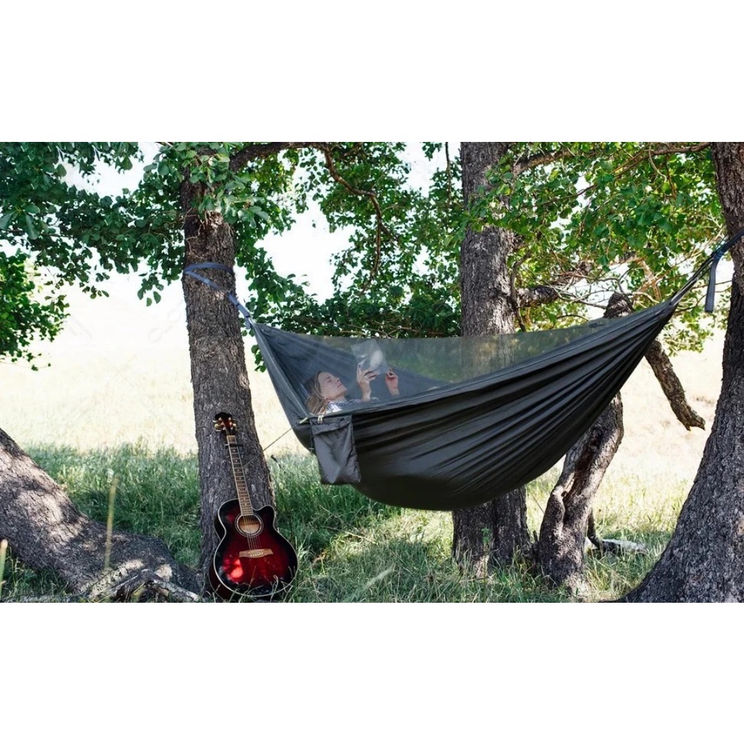 Double Hammock Portable Parachute Nylon - Rede de Descanso Dupla com Mosquiteiro,