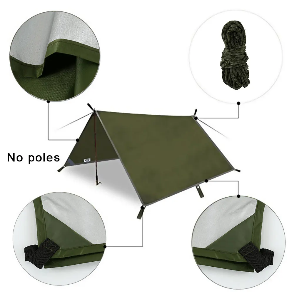 Hammock Rain Fly Tarp Waterproof 3X3M - Toldo Impermeável 3x3m para Praia, Abrigo