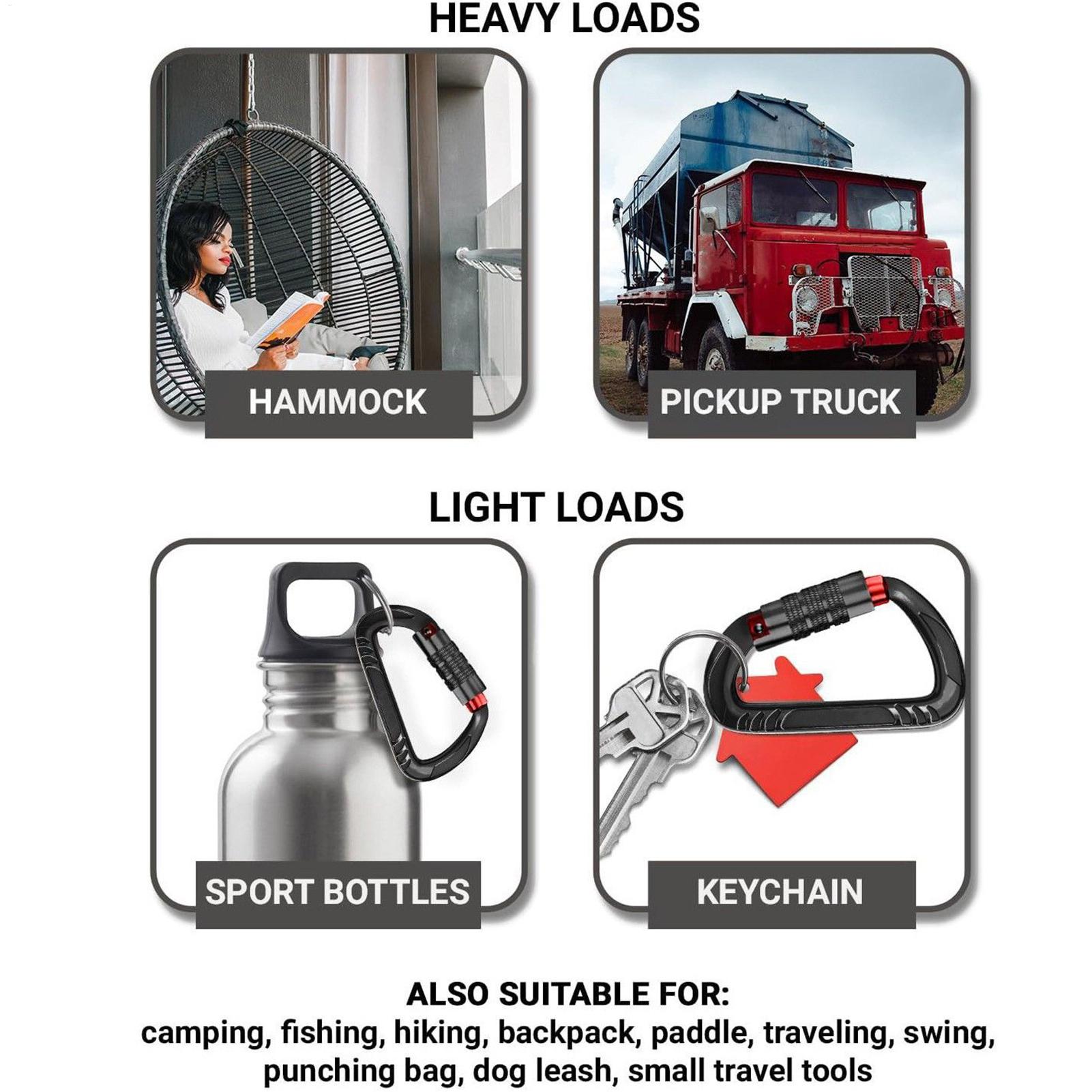 Carabiners Aluminum 12Kn Heavy Duty - Mosquetão clipe 12kn de carga liga