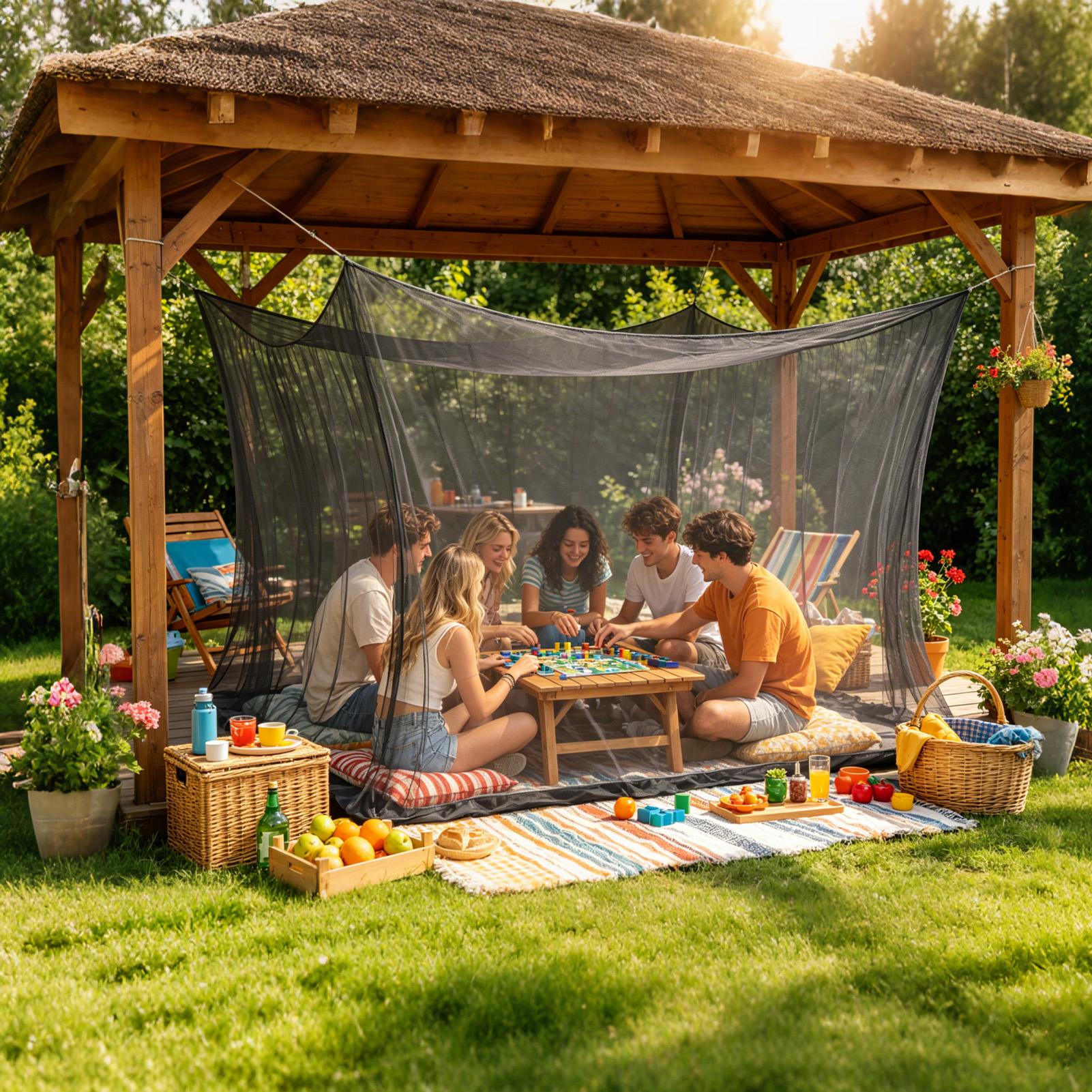 Camping Hammock With Mosquito Net Rainfly - Rede Mosquiteira Externa para Gazebo, Pátio
