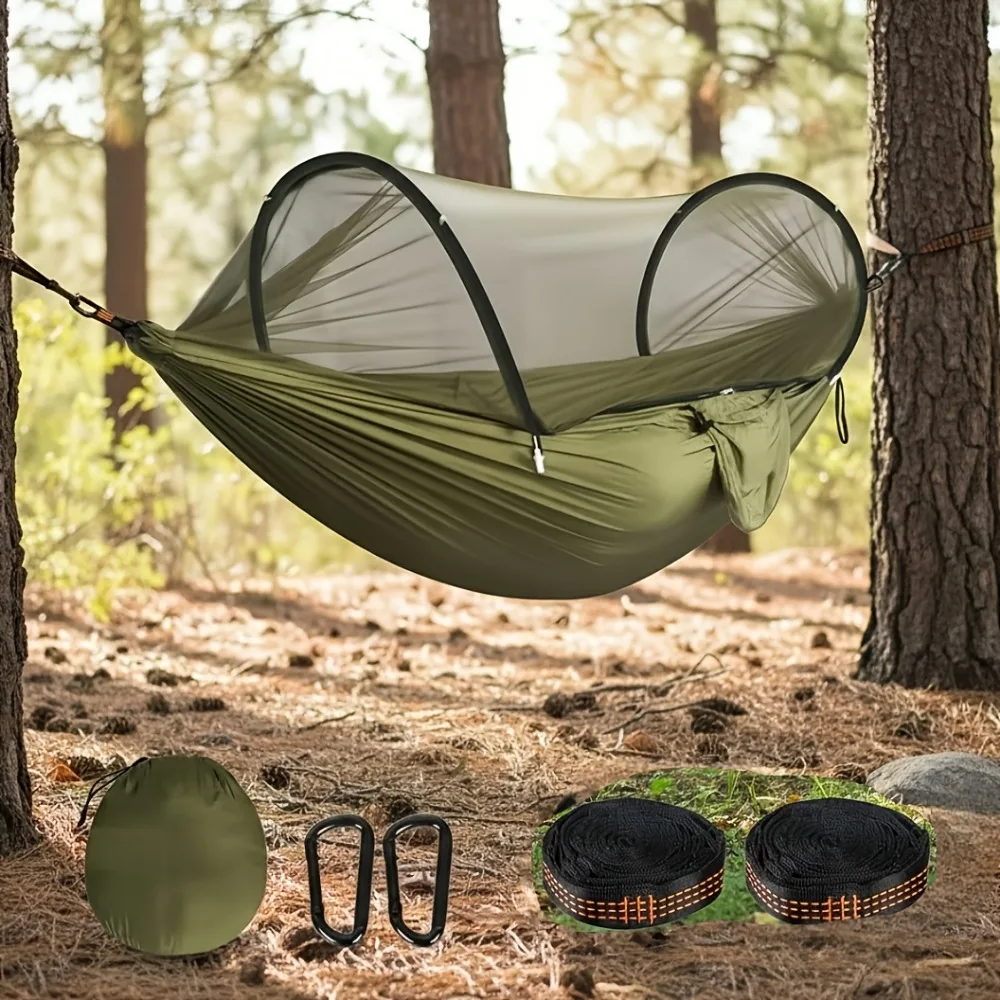 Double Hammock Portable Parachute Nylon - Rede de Camping Portátil Simples ou