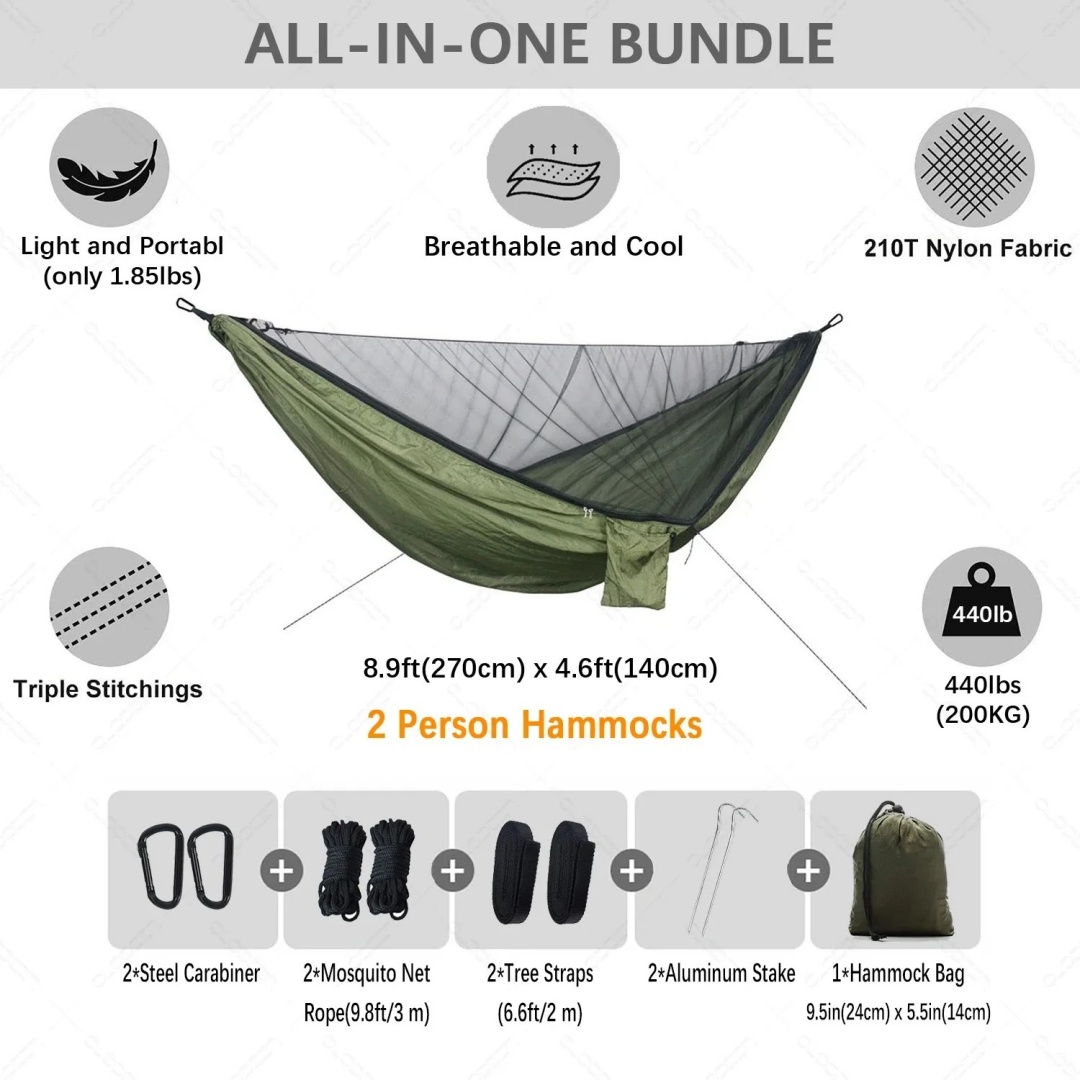 Rede de Descanso Dupla com Mos - Double Hammock Portable Parachute Nylon avaliação e preço