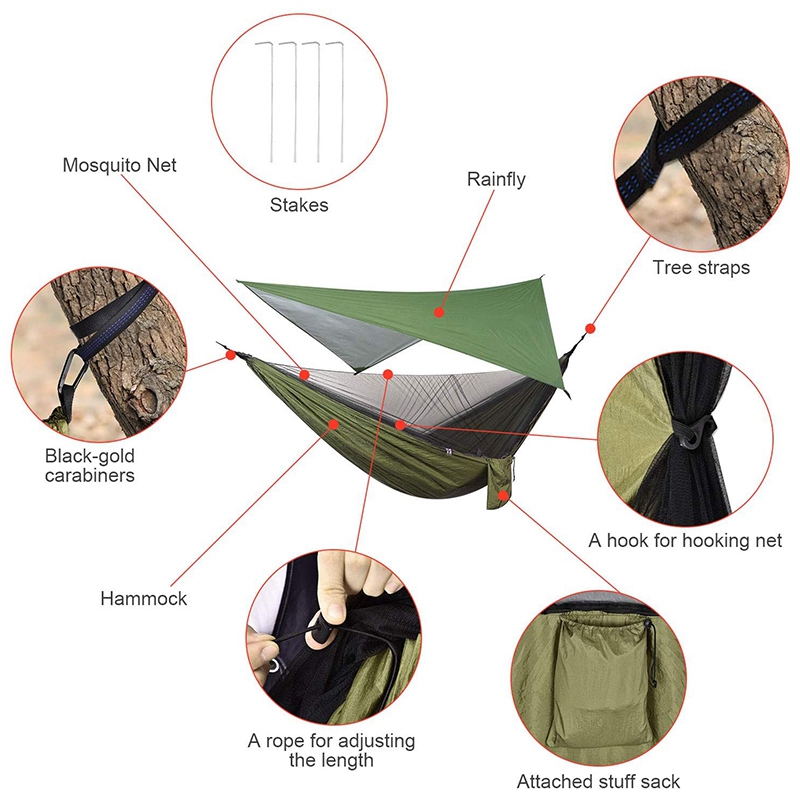 RMWIN – Rede de campismo com t - Camping Hammock With Mosquito Net Rainfly avaliação e preço