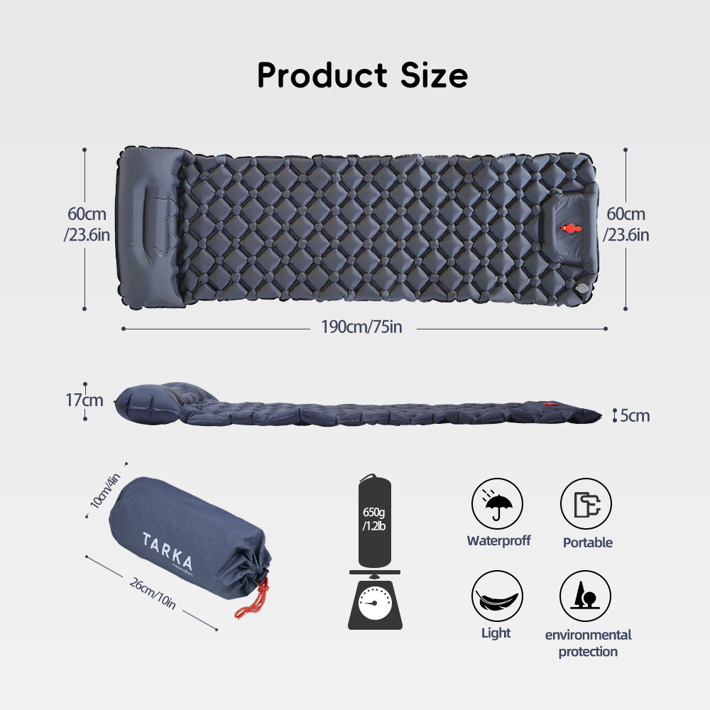 Colchão de ar inflável TARKA p - Inflatable Camping Sleeping Pad Pillow avaliação e preço
