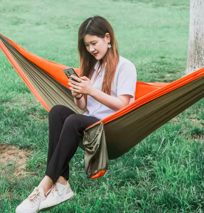 Nova Rede de Descanso Portátil - Double Hammock Portable Parachute Nylon avaliação e preço