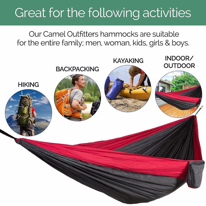 270x140cm redes portáteis cor  - Double Hammock Portable Parachute Nylon avaliação e preço