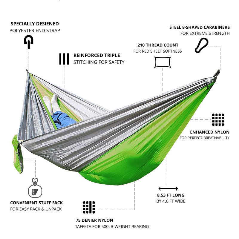 Rede de paraquedas portátil de - Double Hammock Portable Parachute Nylon avaliação e preço