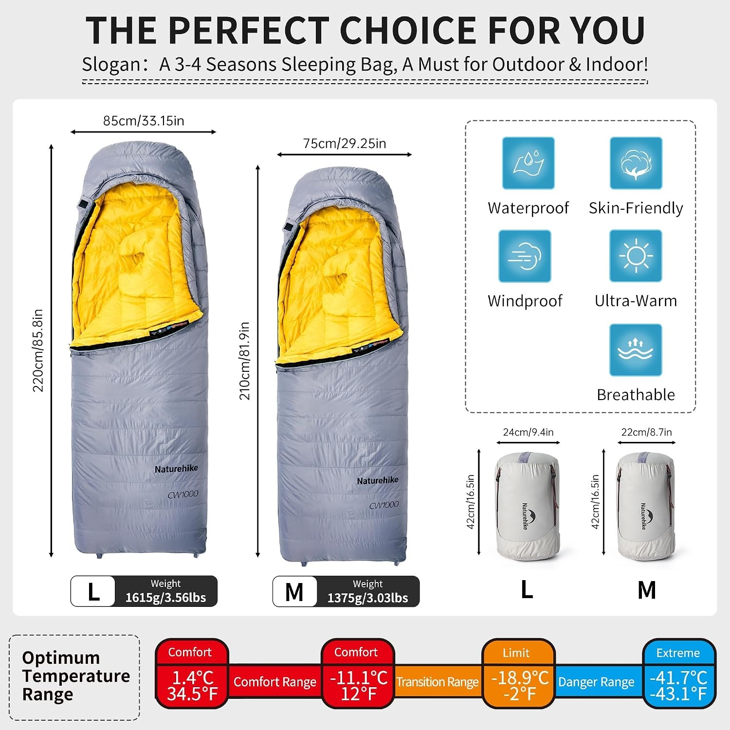 Saco de Dormir Naturehike CW40 - Sleeping Bag 4 Season Down Winter avaliação e preço