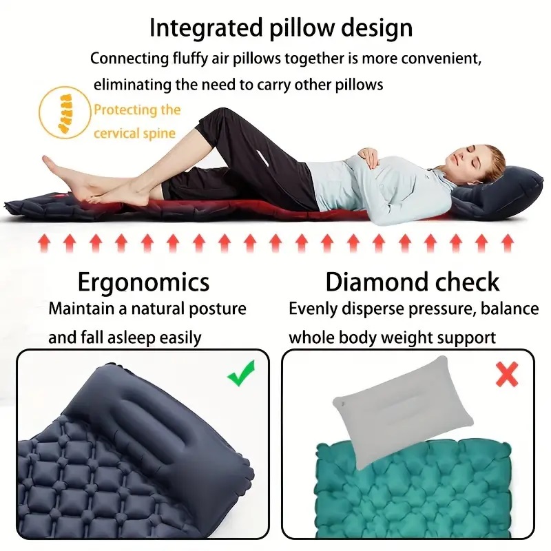 Colchão de ar ultraleve com tr - Inflatable Camping Sleeping Pad Pillow avaliação e preço