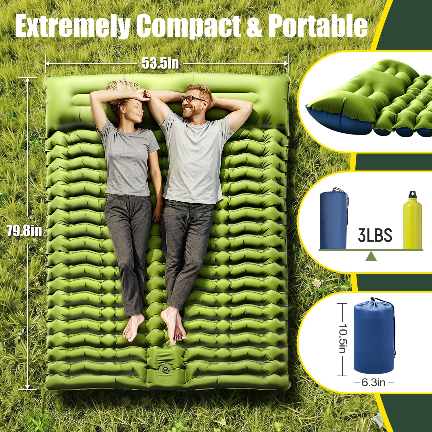Colchão Inflável Duplo para Ca - Inflatable Camping Sleeping Pad Pillow avaliação e preço