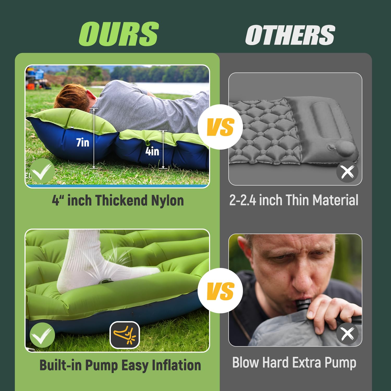 Colchão Inflável Duplo para Ca - Inflatable Camping Sleeping Pad Pillow avaliação e preço