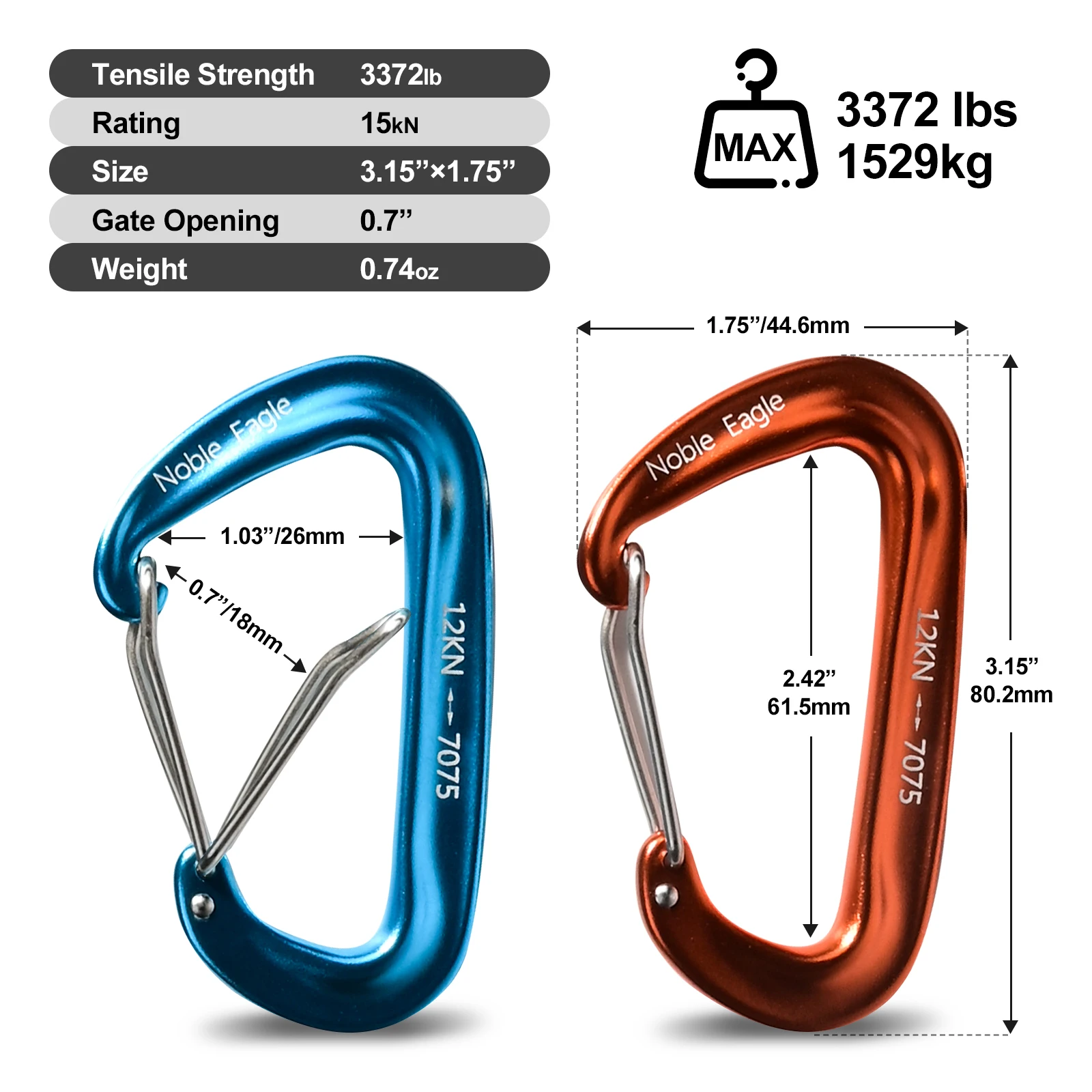 6 pçs 12kn alumínio d anel mos - Carabiners Aluminum 12Kn Heavy Duty avaliação e preço