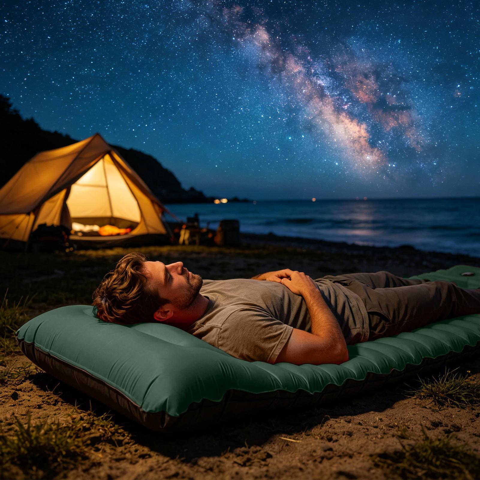 Colchão inflável leve para cam - Inflatable Camping Sleeping Pad Pillow avaliação e preço