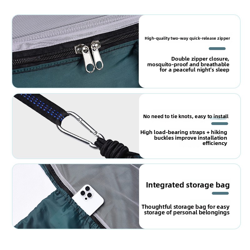 Rede de acampamento portátil b - Double Hammock Portable Parachute Nylon avaliação e preço