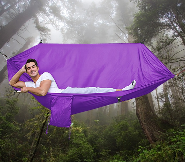 Rede de acampamento portátil d - Double Hammock Portable Parachute Nylon avaliação e preço