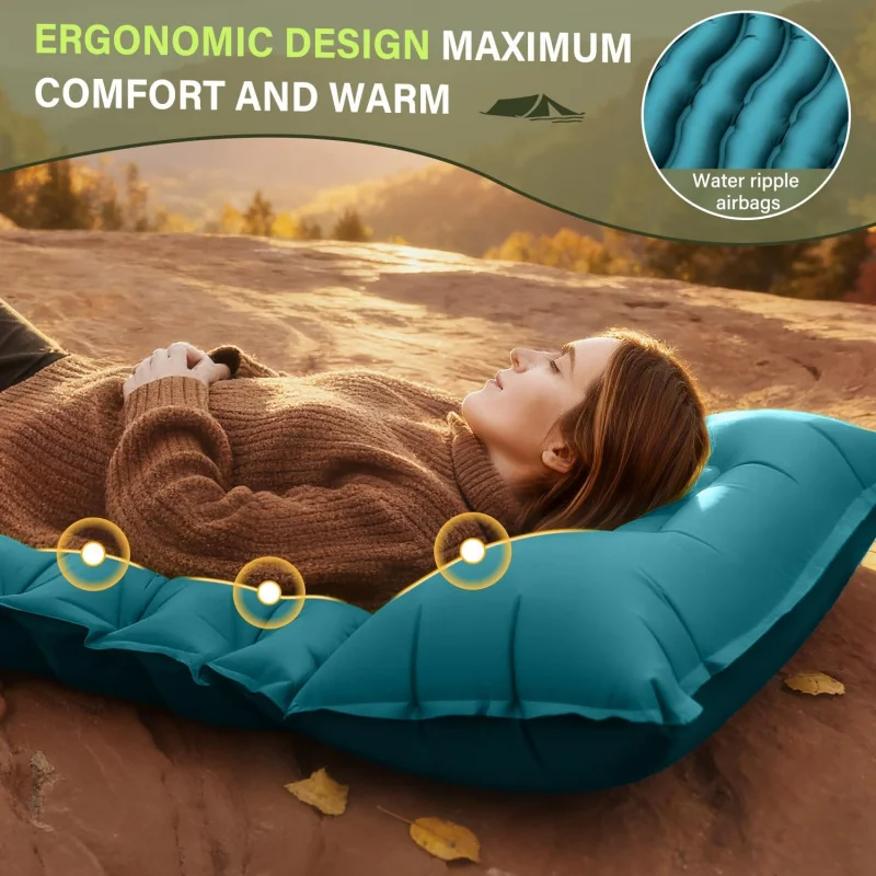 2026 Novo Colchão Inflável par - Inflatable Camping Sleeping Pad Pillow avaliação e preço