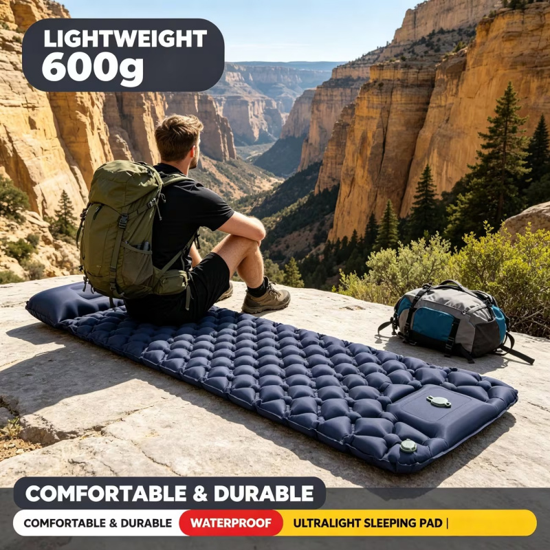 1 Conjunto de Colchão Inflável - Inflatable Camping Sleeping Pad Pillow avaliação e preço