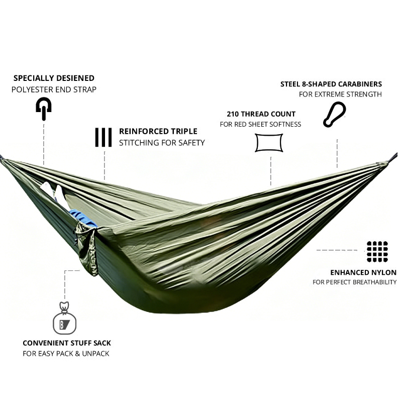 Rede de Descanso Portátil de N - Double Hammock Portable Parachute Nylon avaliação e preço